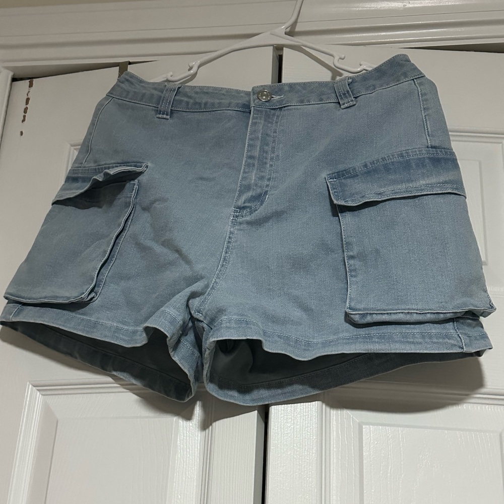Love Tree Light Blue Denim Cargo Shorts